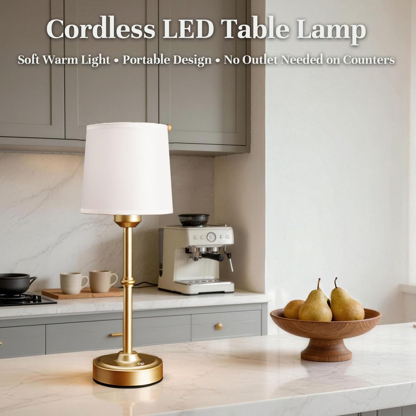 Cordless Table Lamp Rechargeable, Portable Battery Operated Light for Bedroom Living Room, 6000mAh Fabric Shade Desk Lamp 3000K Eye-Caring Home Decor for Dining Balcony Patio Counter Nightstand Hotel