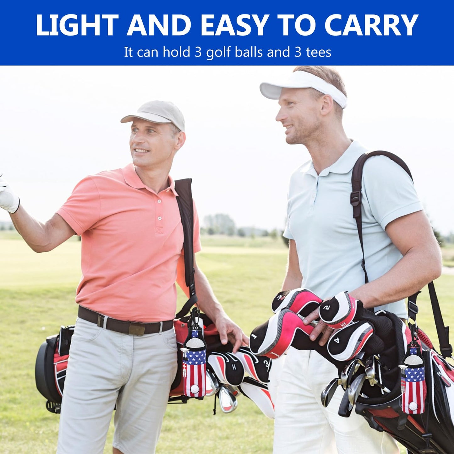 WinnerWhy 15Pcs American Flag Golf Accessories Kit, Include Golf Towel Plastic Golf Tee Golf Ball Bag with Hook Golf Divot Tool with Magnetic Ball Marker Golf Club Brush 4th of July Golf Gifts for Men