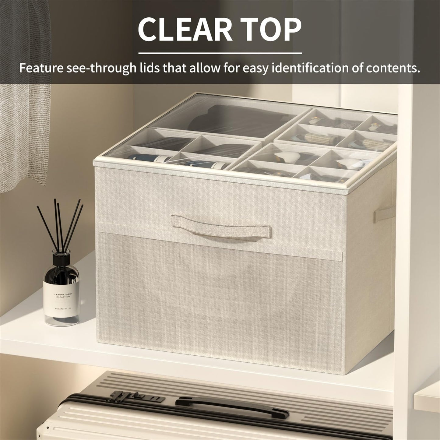 Aokeyee Shoe Organizer for Closet,2 Pack Foldable Shoe Storage Organizer Box Bin with Adjustable Dividers and Clear Cover, Fits up to 16-32 Pairs