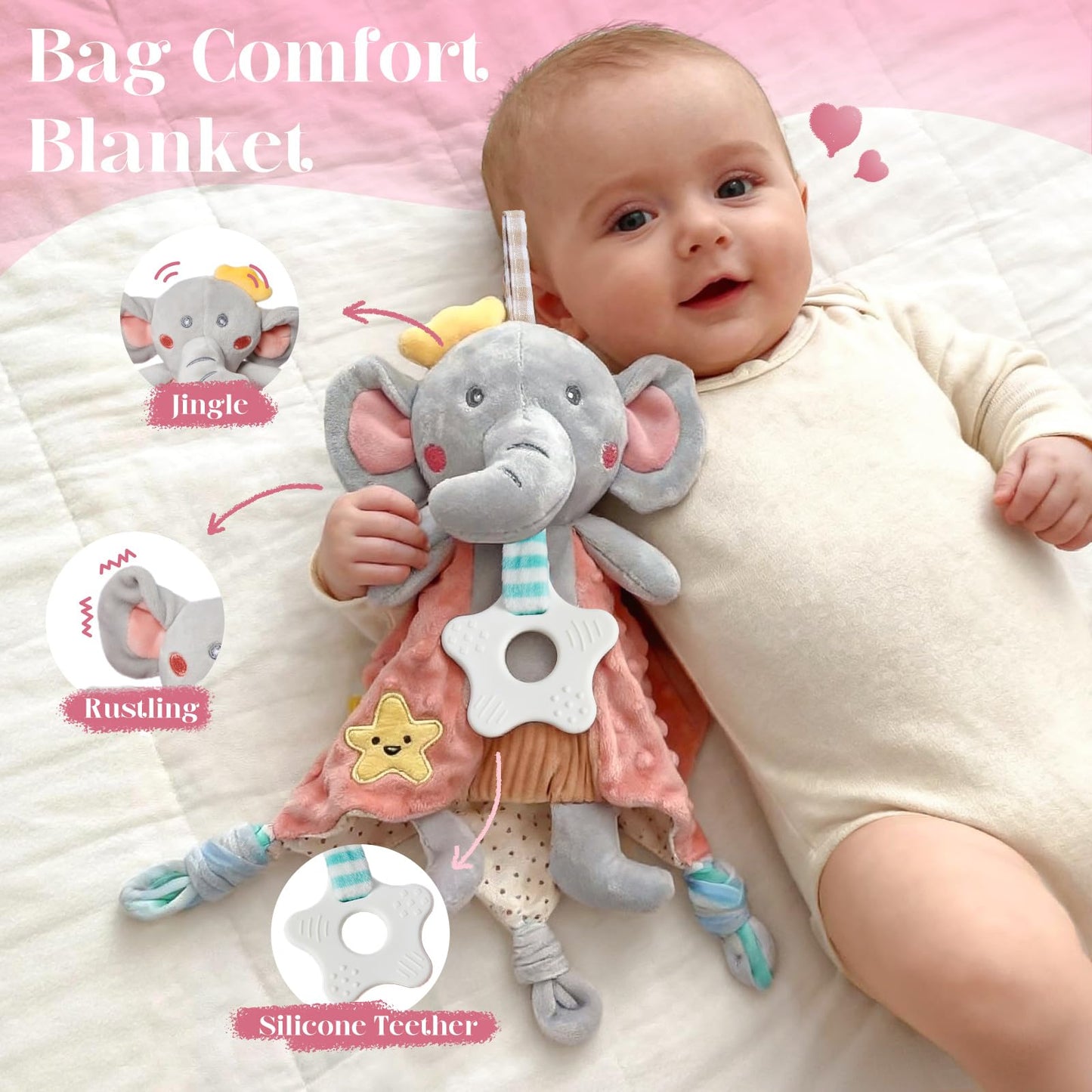 TUZT Wooden Baby Girls Gift Set, Baby Shower Gifts for Girls, Unique Newborn Essential Stuff with Blanket Onesies Lovey Bib and Socks, Gender Reveal Ideas Infant Welcome Baby Girl Shower Party