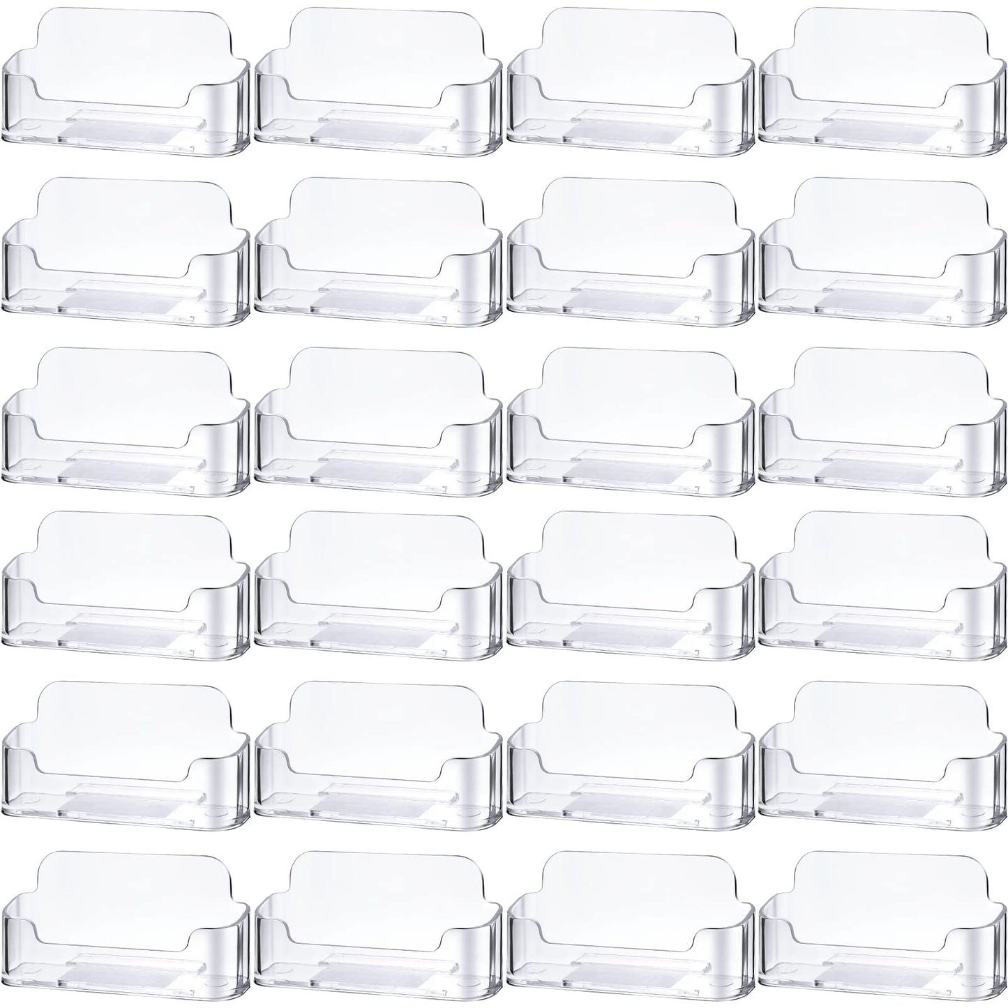 Bucherry Acrylic Business Card Holder Clear Desktop Business Card Holder Display Desk Stand for Office Exhibition Paper Brochure Supplies(24 Pieces)