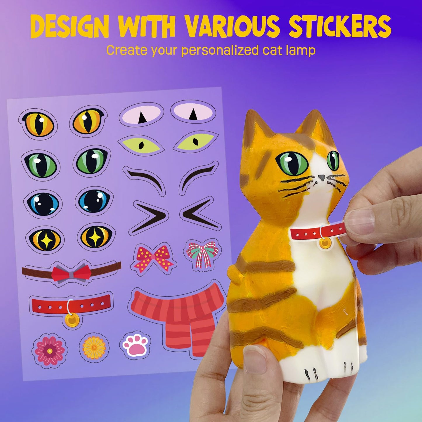 Paint Your Own Cat Lamp Kit, Arts and Crafts for Kids Ages 8-12, Art Supplies Painting kit for Kids 6-12, Cat Night Light Toys Girls Boy Birthday Easter Gifts for Kids Ages 3 4 5 6 7 8 9 10 11 12+