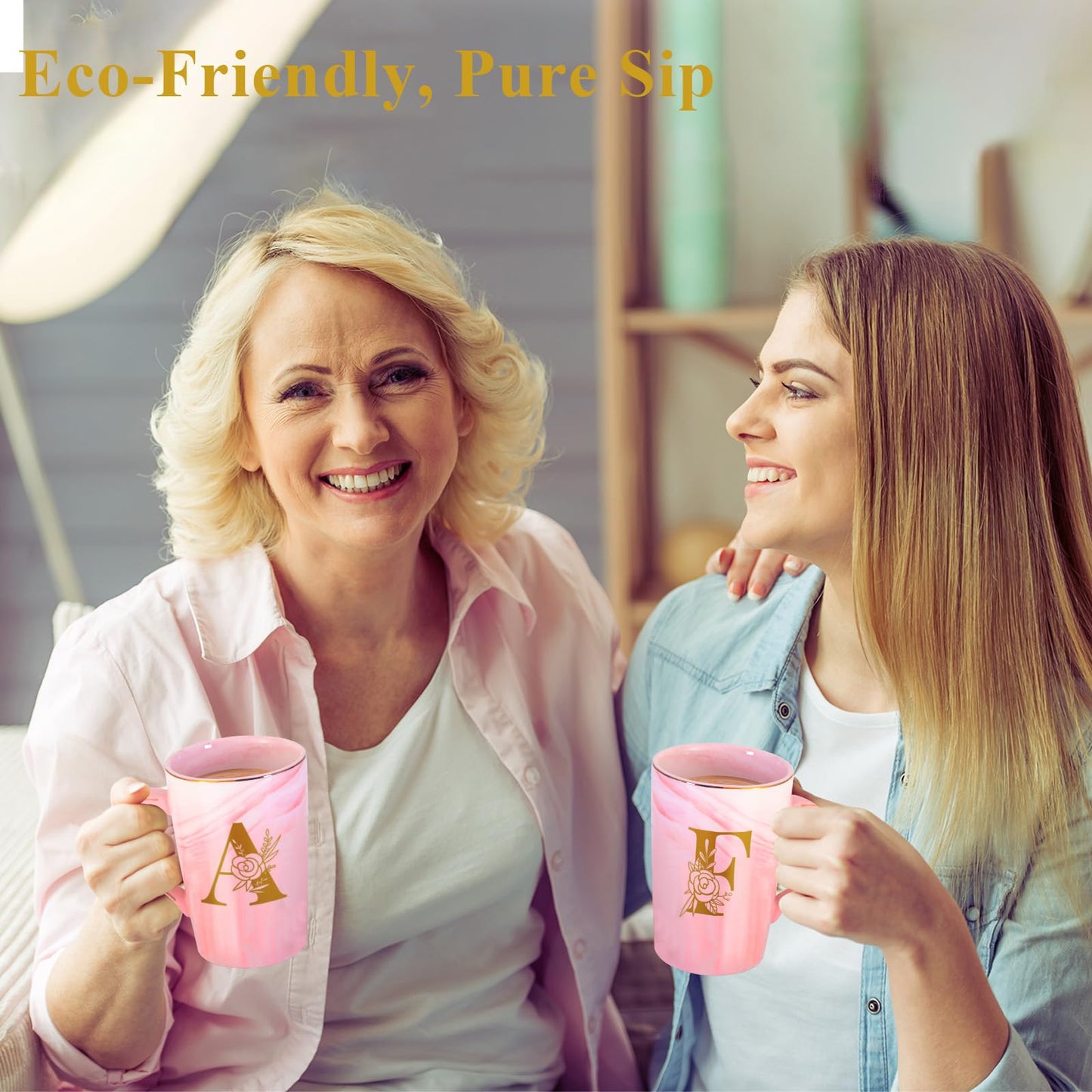 Personalized Ceramic Women Coffee Mug Tea Cup with Lid Heavy Pretty Large Pink Customized Cool Cute Women Birthday Christmas Gift for Her Wife Mother Day Grandma Girlfriend Friend Friendship Unique,A