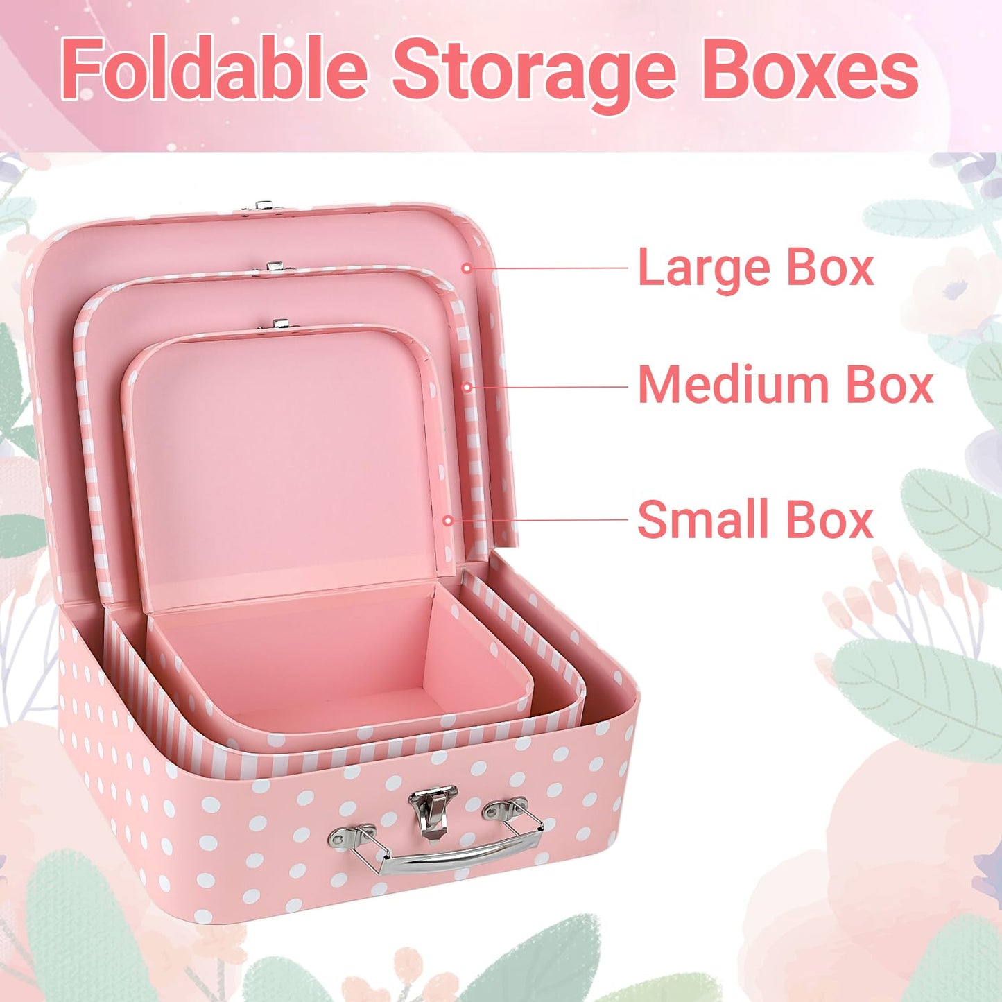 Dloulqz Paperboard Suitcases Set of 3 Decorative Storage Boxes with Lids,Mini Suitcase,Cute Storage Gift Boxes for Barbie Doll,Toys,Photos,Hat,Christmas New Year,Wedding Birthday Party Home Decoration