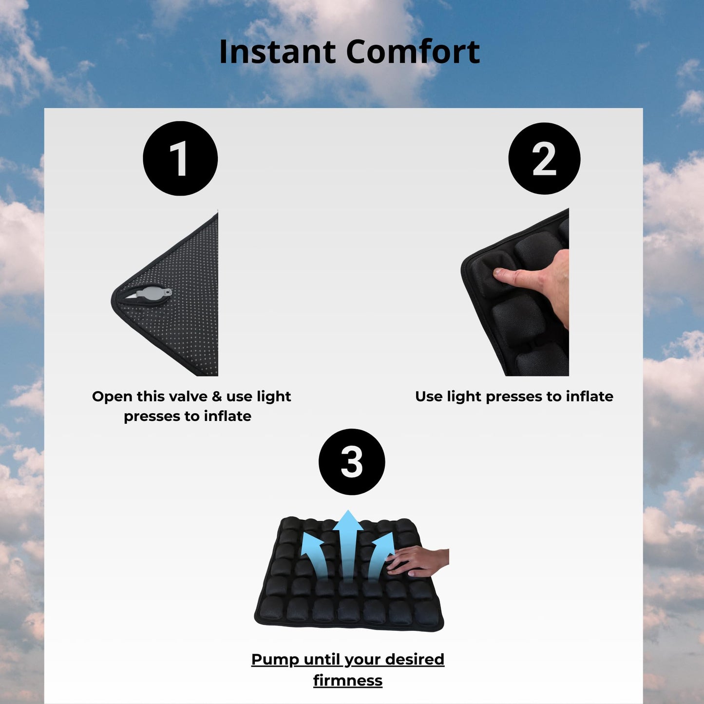 Inflatable Airplane Seat Cushion – Travel Seat Pad for Long Flights, Comfortable Air Travel Cushion with Built-in Thumb Pump for Quick Pressure Relief