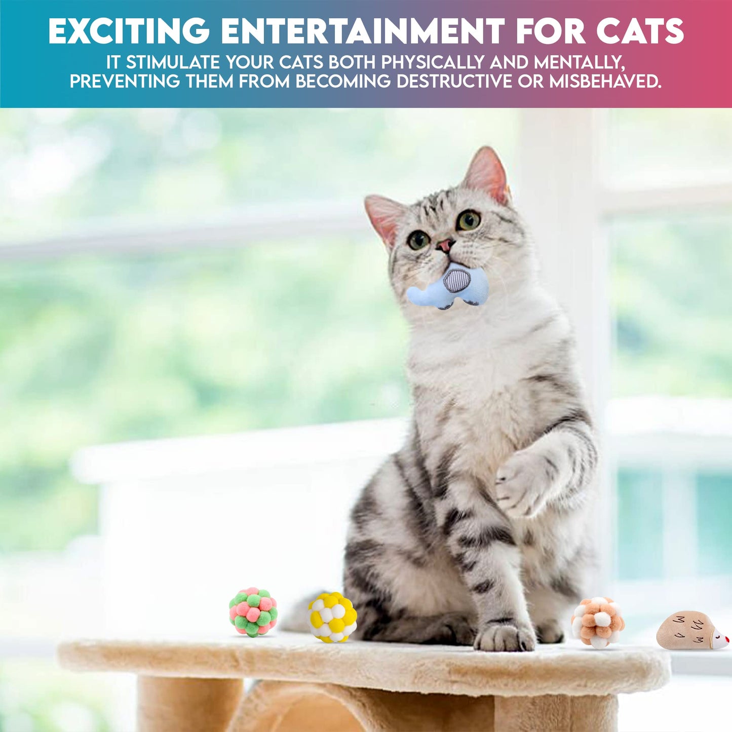 Paw Paw Babe 9 Pack Catnip Toys for Cats – Interactive Cat Toys for Indoor Cats & Kittens, Variety Bundle with Plush Animals & Catnip Balls, Fun Kitten Enrichment Toys Set