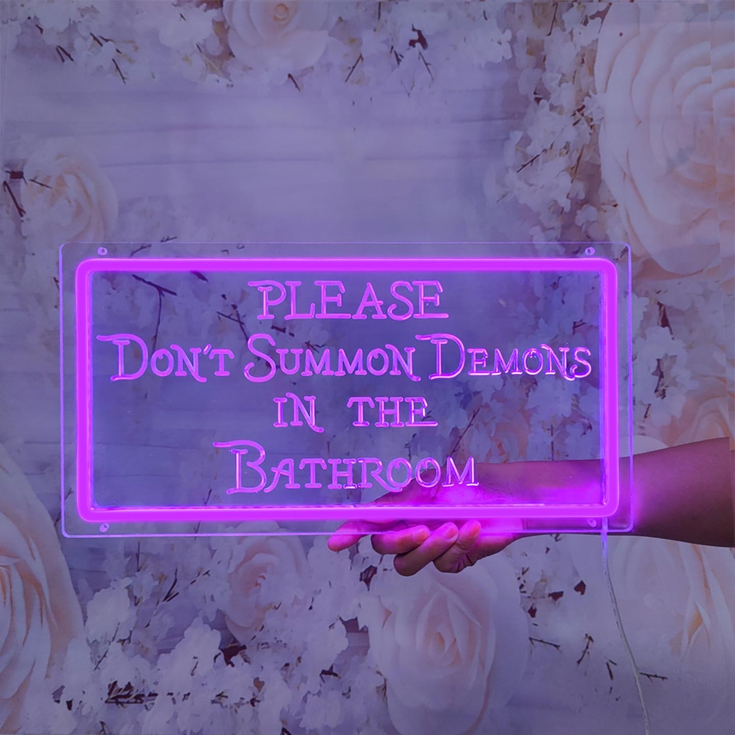 Please Don't Summon Demons in the Bathroom Neon Signs for Wall Decor, Neon Led Light Sign Home Decorations for Dark Humor Goth, Gothic, Witchy Bathroom Decor, Family, Bar, Party, Christmas, INSNEnN