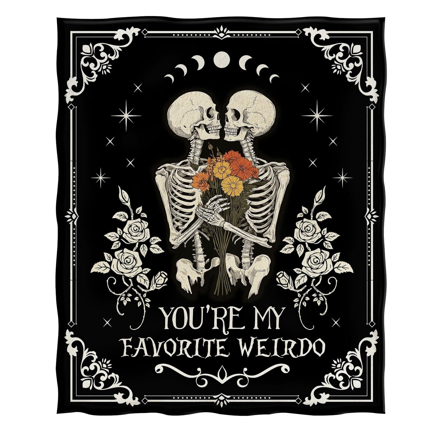 Jekeno Skull Blanket Gifts for Women Men, Rose Skull Throw Blankets Birthday Gifts for Boyfriend Girlfriend Wife Husband Couple, Valentine's Wedding Anniversary Day Gifts Ideas for Him Her