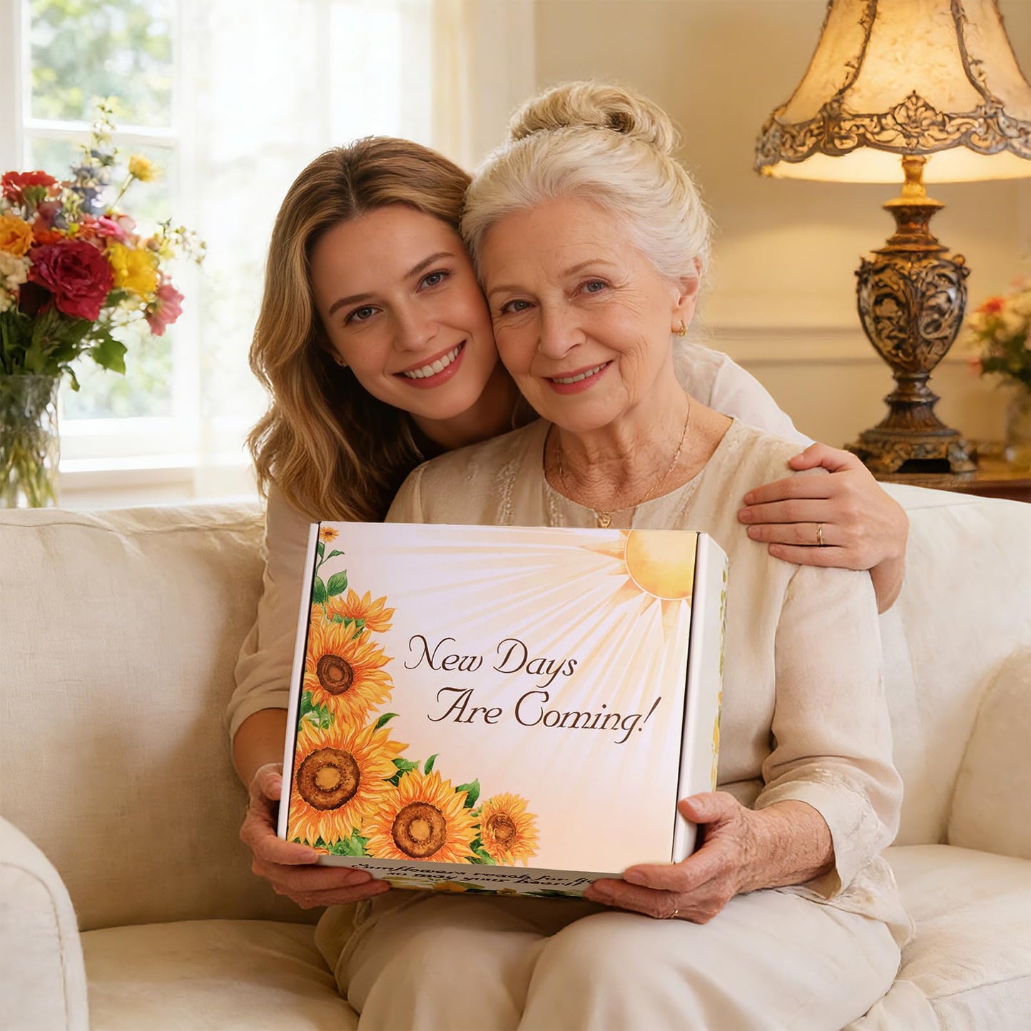 Sunflower Birthday Gifts for Women Self Care Gift - Sending Sunshine Gift Box Get Well Soon Sympathy Gift Basket for Women Care Package, Mothers Day Inspirational Gifts for Mom Wife Sister Friends