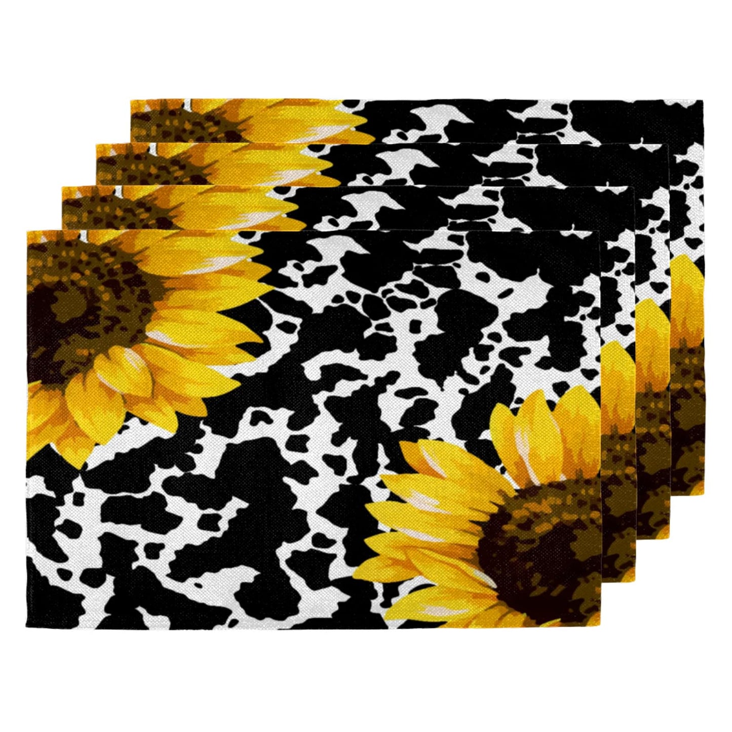 Sunflower Spot Fusion Placemats Set of 4,12x18 Inch Heat Resistant Non-Slip Table Mats for Dining Table, Washable Place Mats for Wedding, Party, Home Decor