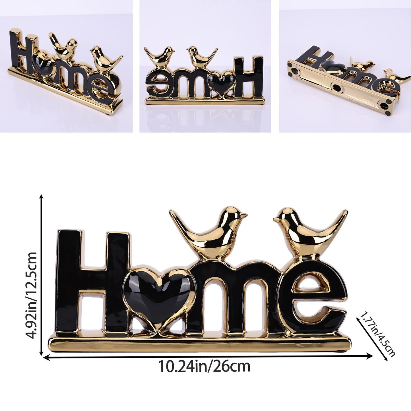 DOVDOV Black and Gold Ceramic Home Sign, Black and Gold Bird Sculpture, Modern Creative Decorative Sculpture, Suitable for Living Room Coffee Tables, TV cabinets, entryways, and Display Shelves.