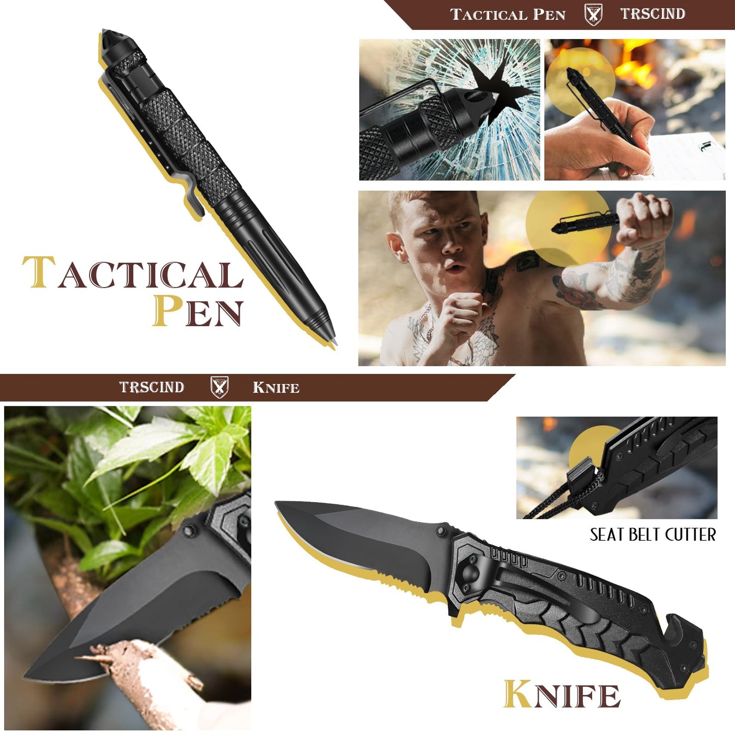 Gifts for Men Dad Husband Him, Survival Kit, Emergency Survival Gear and Equipment 14 in 1, Anniversary Birthday Gifts for Him Boyfriend, Hunting Fishing Camping Accessories, Cool Gadget