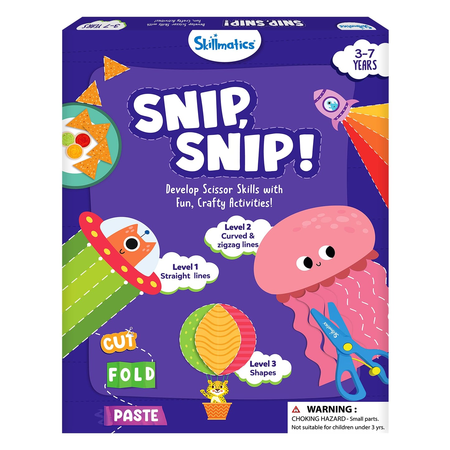 Skillmatics Scissor Skills Activity Book - Snip Snip, 25 Fun Cutting & Creative Activities for Preschoolers, 2 Child-Safe Scissors, Fine Motor Skills, Felt Craft Kit, Gifts for Kids Ages 3, 4, 5, 6, 7