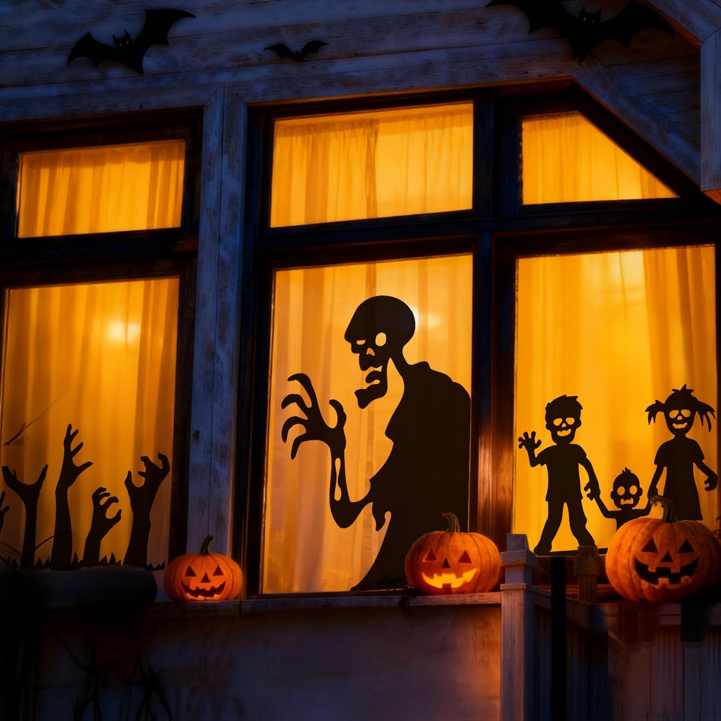 FYSUIMU 3Pcs Halloween Window Decor Large Scary Clings Fabric Decoration 47 x 31.5 Inch Black Zombie Arm Spooky Monster Window Silhouette Cover for Wall Garage Home Indoor Outdoor Trick or Treat Party