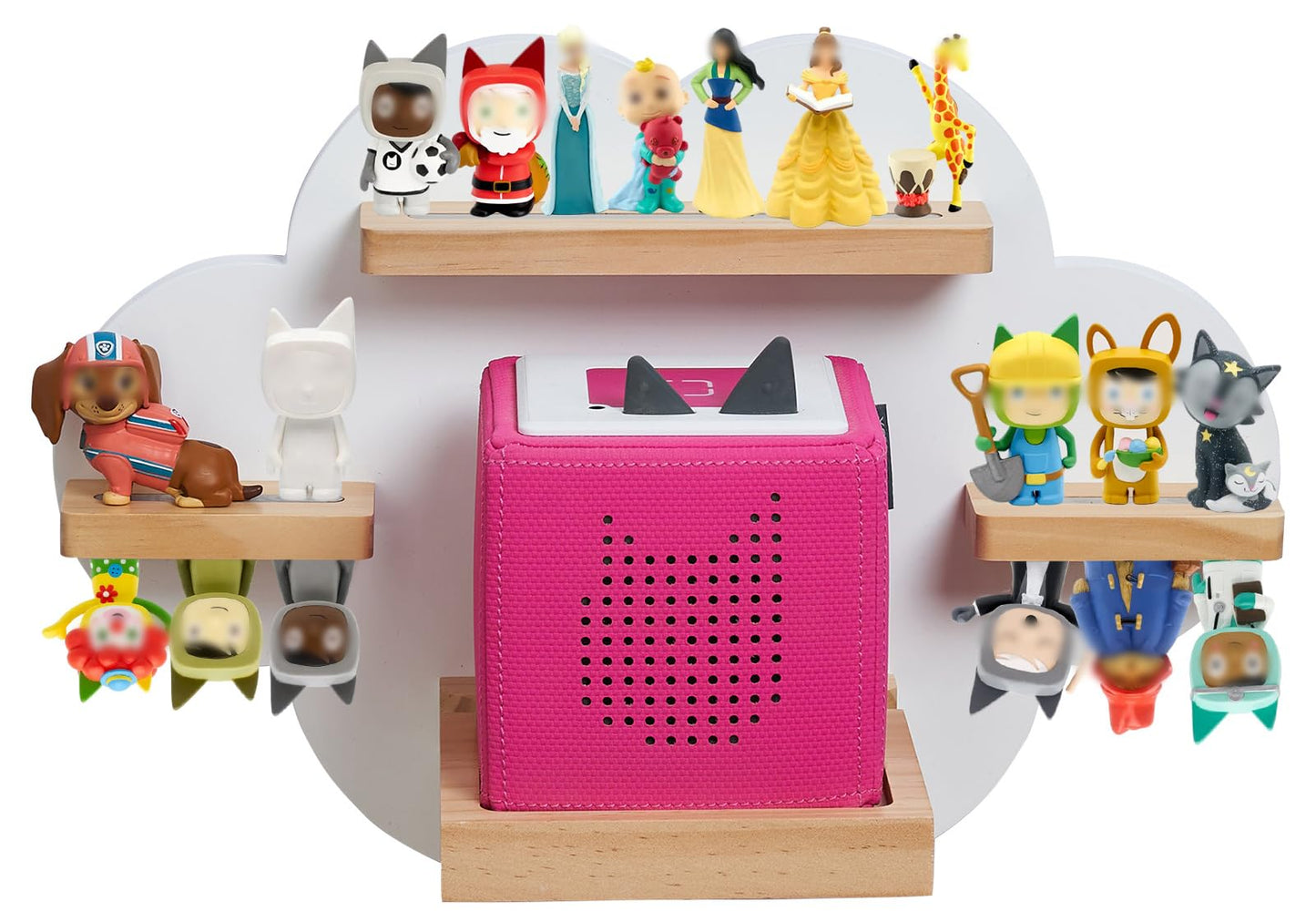 Cloud Toines Shelf, for TonieBox 1 and Toniebox 2 Tonies Wall Shelf Tonies Storage for 12-20 Toine Figures Characters Magnetic Shelf for Tonies Toniebox, Charging Station, Kids Play Room(White)