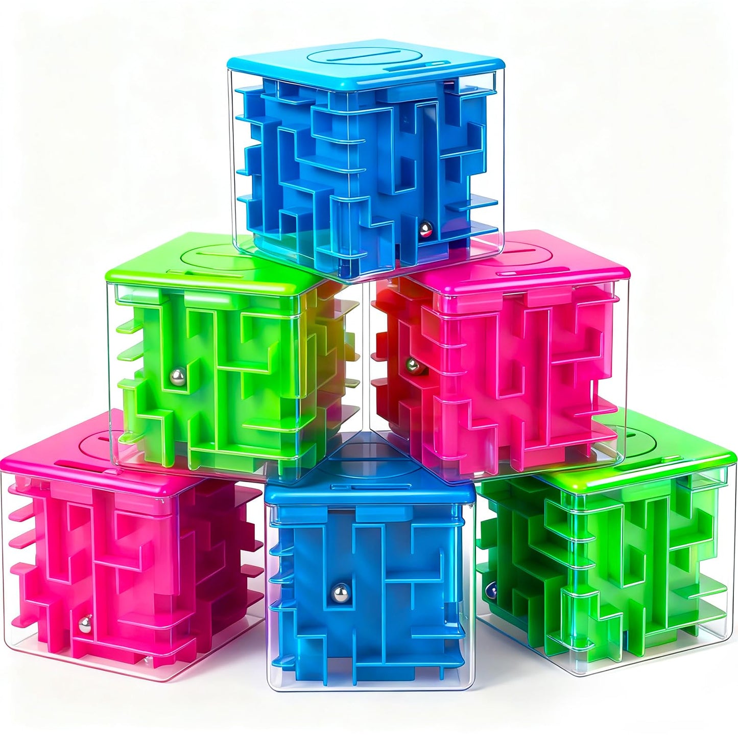 6 Pack Money Maze Puzzle Gift Box, 3D Puzzle Boxes Toy for Money Gift - Maze Magic Cube Toy Brain Teasers for Kids Adults Birthday Party Favors Easter Basket Fillers