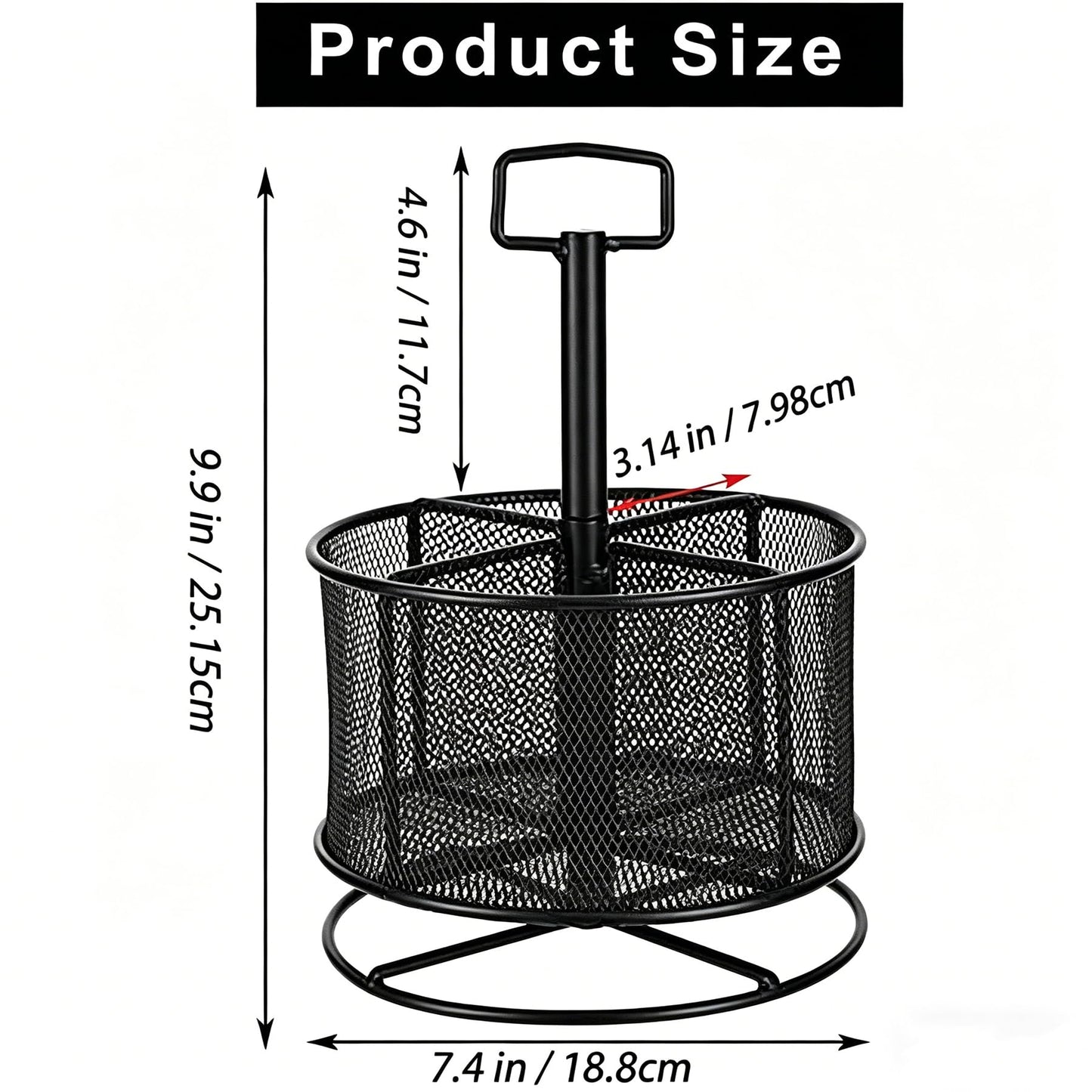 Marbrasse Mesh Desk Organizer, 360-Degree Rotating Multi-Functional Pen Holder, 4 Compartments Desktop Stationary Organizer, Home Office Art Supply Storage Box Caddy (Black)