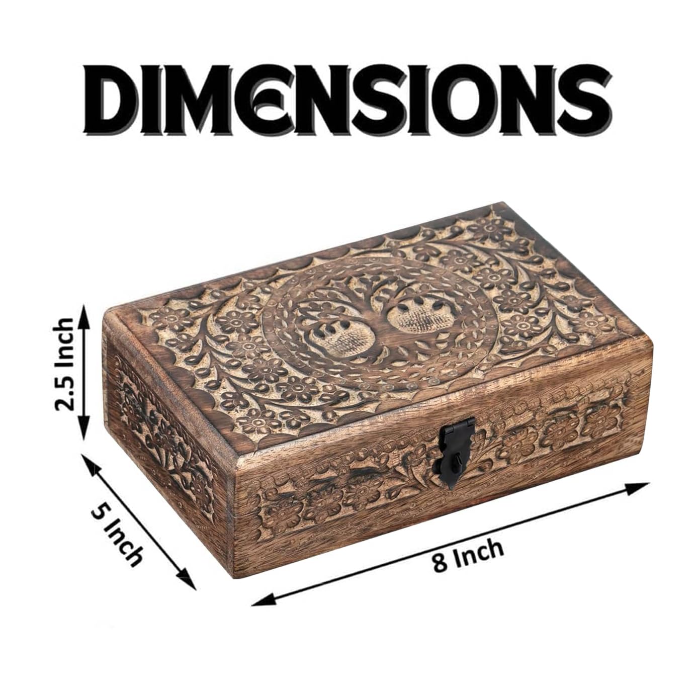 ZYNTIX Wooden Jewelery Box Decorative Box with Life of Tree Carving - Antique Design for Sister Birthday Gifts, Jewelry Organizer Gifts For Women Birthday Unique, wooden Handmade love Gift (Antique)