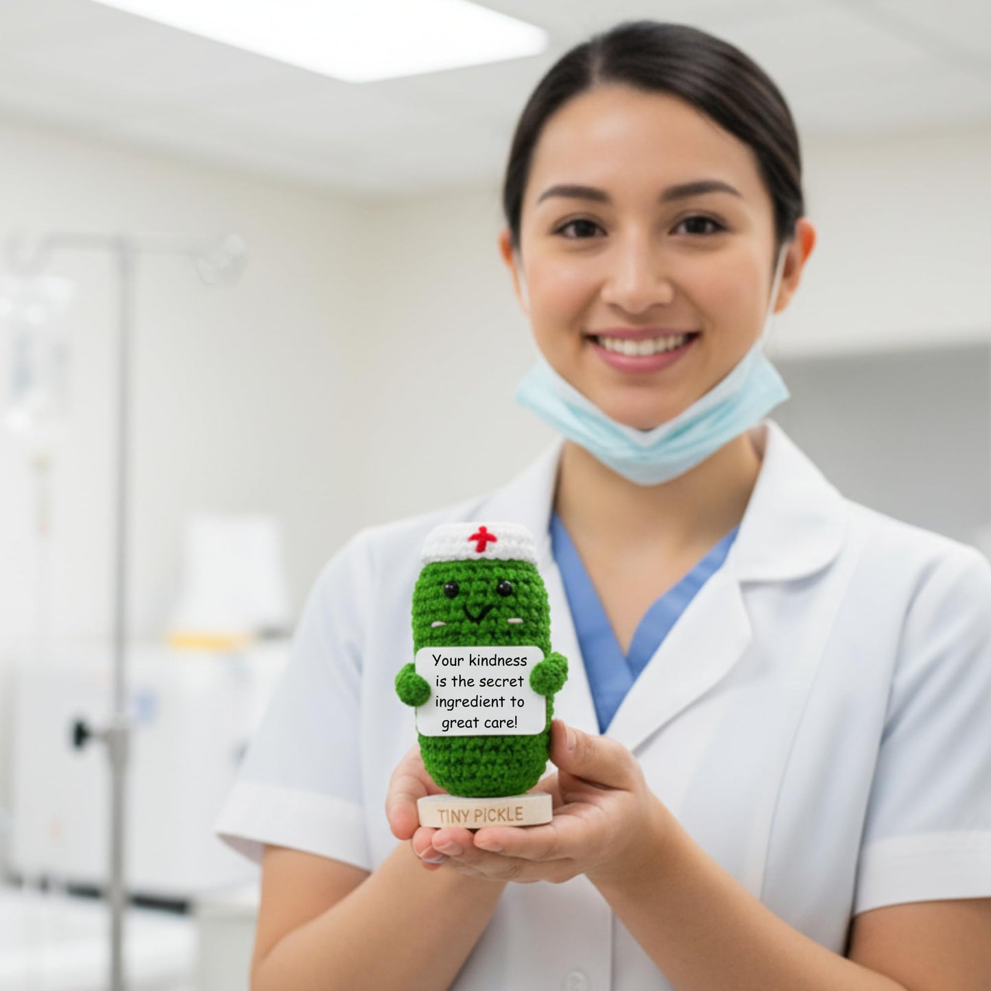 Nurse Gifts for Women - Positive Pickle Crochet W/ 30 Appreciation Cards | Funny Gift for Nurse Week, Birthday, Mothers Day, Nursing School Graduation, Bulk Staff Presents for RN, LPN, School Nurses