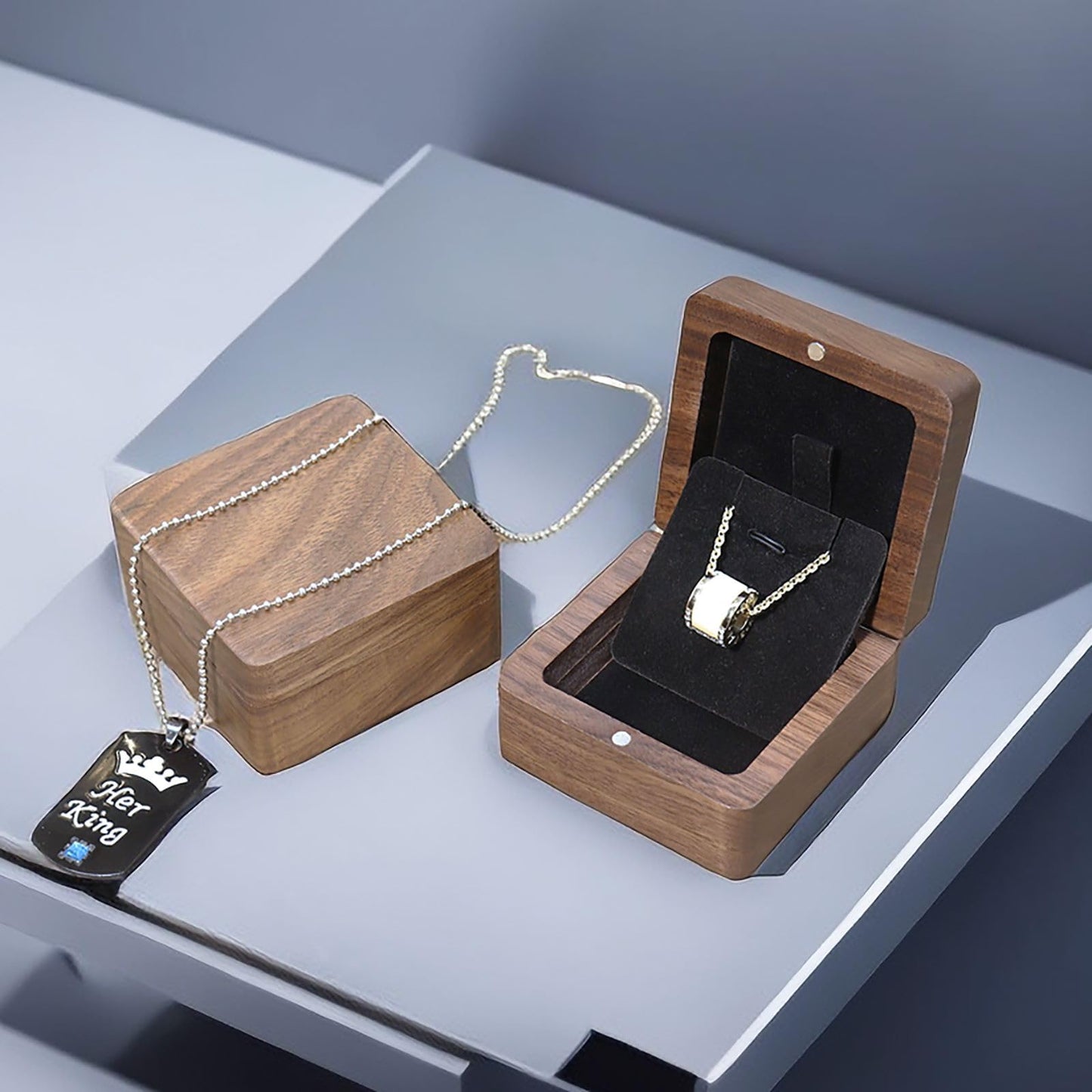 RUOMOODDZ Wooden necklace box necklace gift box for her necklace case men small necklace boxes for jewelry gift necklace jewelry gift boxes wooden pendant box Anniversary Birthday Christmas Gift Box
