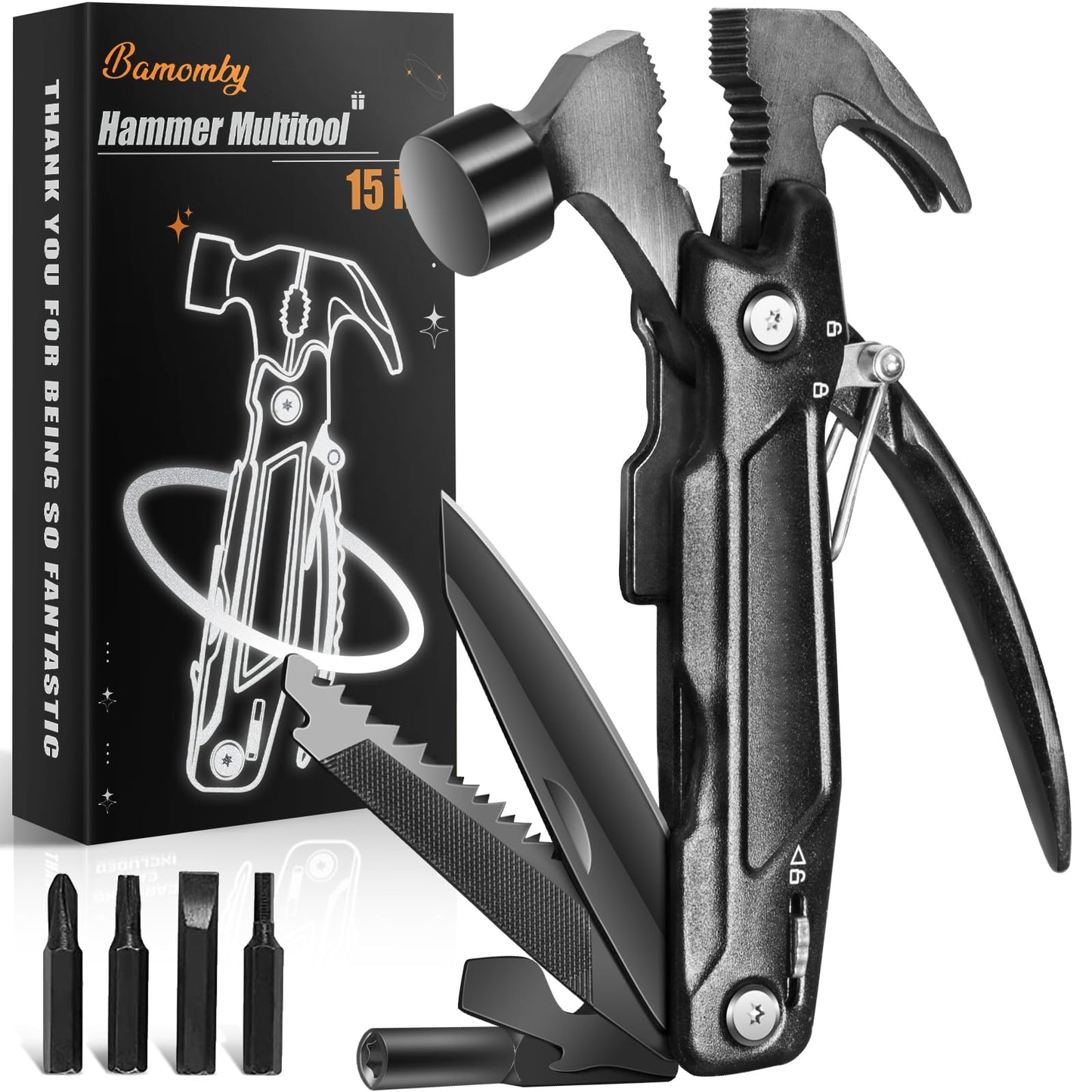 Gifts for Him, Hammer Multitool 15 in 1, Gifts for Men Boyfriend, Anniversary Birthday Fathers Valentines Gifts for Adults Dad Husband Grandpa, Outdoor Camping Accessories Survival Gear Cool Gadgets