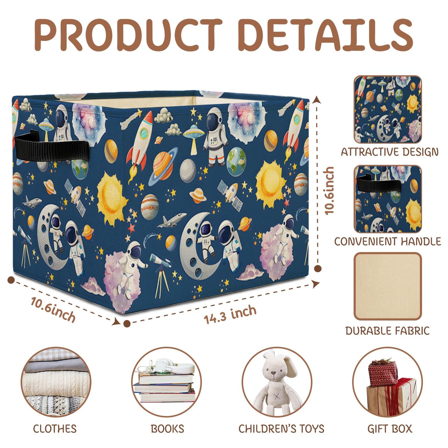 Elefeltclave Space Planet Nursery Storage Bins Rocket Astronaut Galaxy Storage Basket Organizer for Classroom Kids Room Nursery Playroom Clothes Toys Books,Toybox for Girls，Space Themed Bedroom Decor