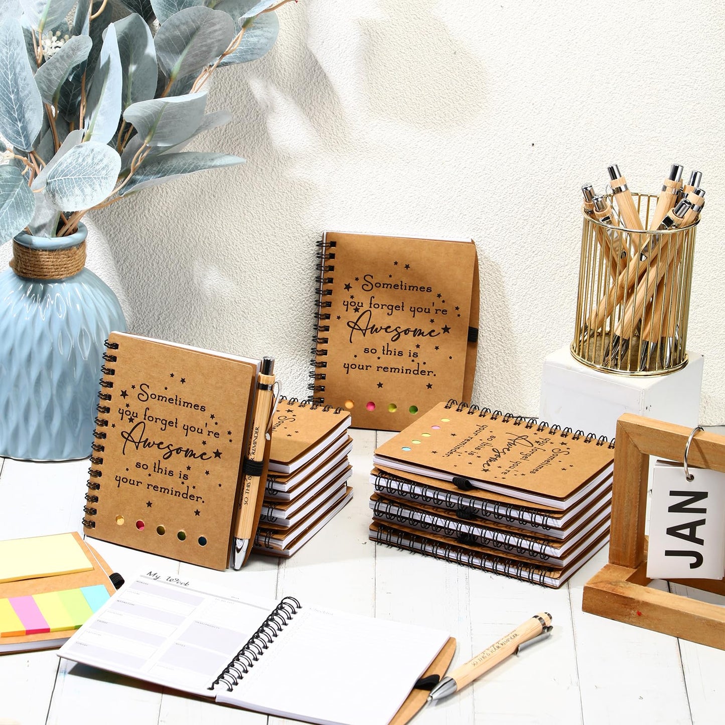 Moinchore 20 Sets Teacher Appreciation Gifts Thank You Gifts Inspirational Spiral Notebooks with Sticky Notepad and Bamboo Pen Nurse Week Gift for Team Nurse Coworker Graduation (Sometimes You Forget)