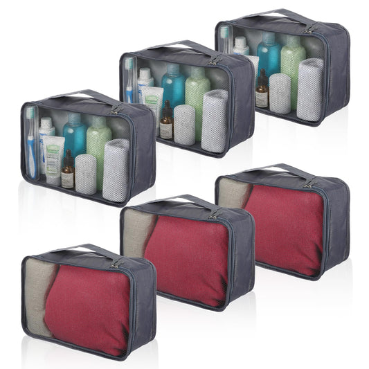 6 Pcs Packing Cubes, Mesh Travel Organizers, Foldable Laundry Bags, Water Resistant Clothing Storage for Travel, Camping, Backpacking