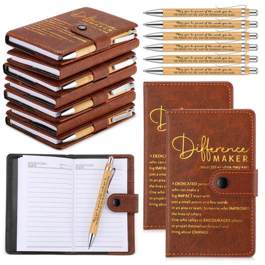 Honoson 20 Sets Difference Maker Teacher Appreciation Gifts Bulk Motivational Notebooks with Bamboo Pen Nurse Appreciation Gifts for Employee Coworker Team Staff Boss Graduation