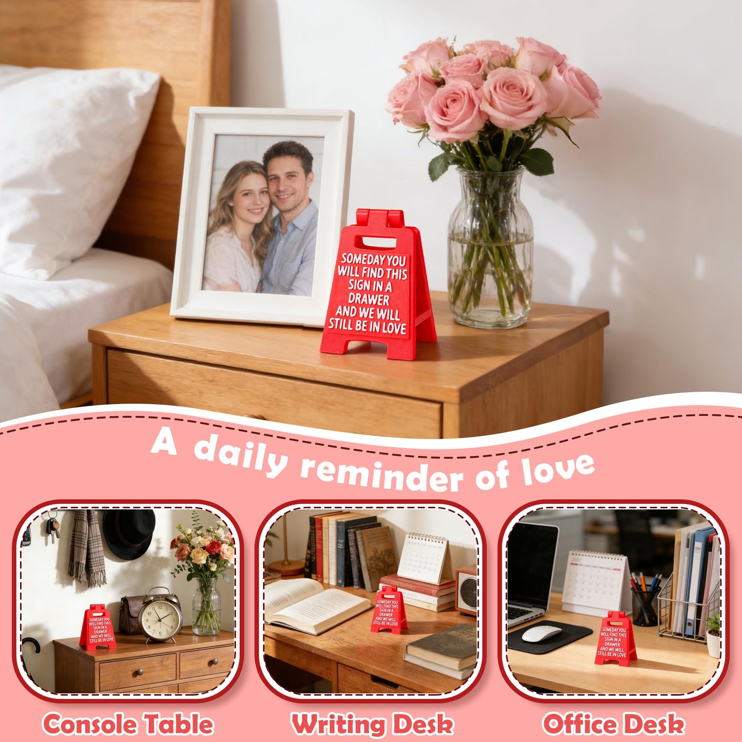 Mini Sign Valentines Day Her Him Gifts for Wife Husband Anniversary Women Gifts for Girlfriend Boyfriend Birthday Romantic Love You Gift for Couples Find This Sign In A Drawer 3D Printed Desk Decor