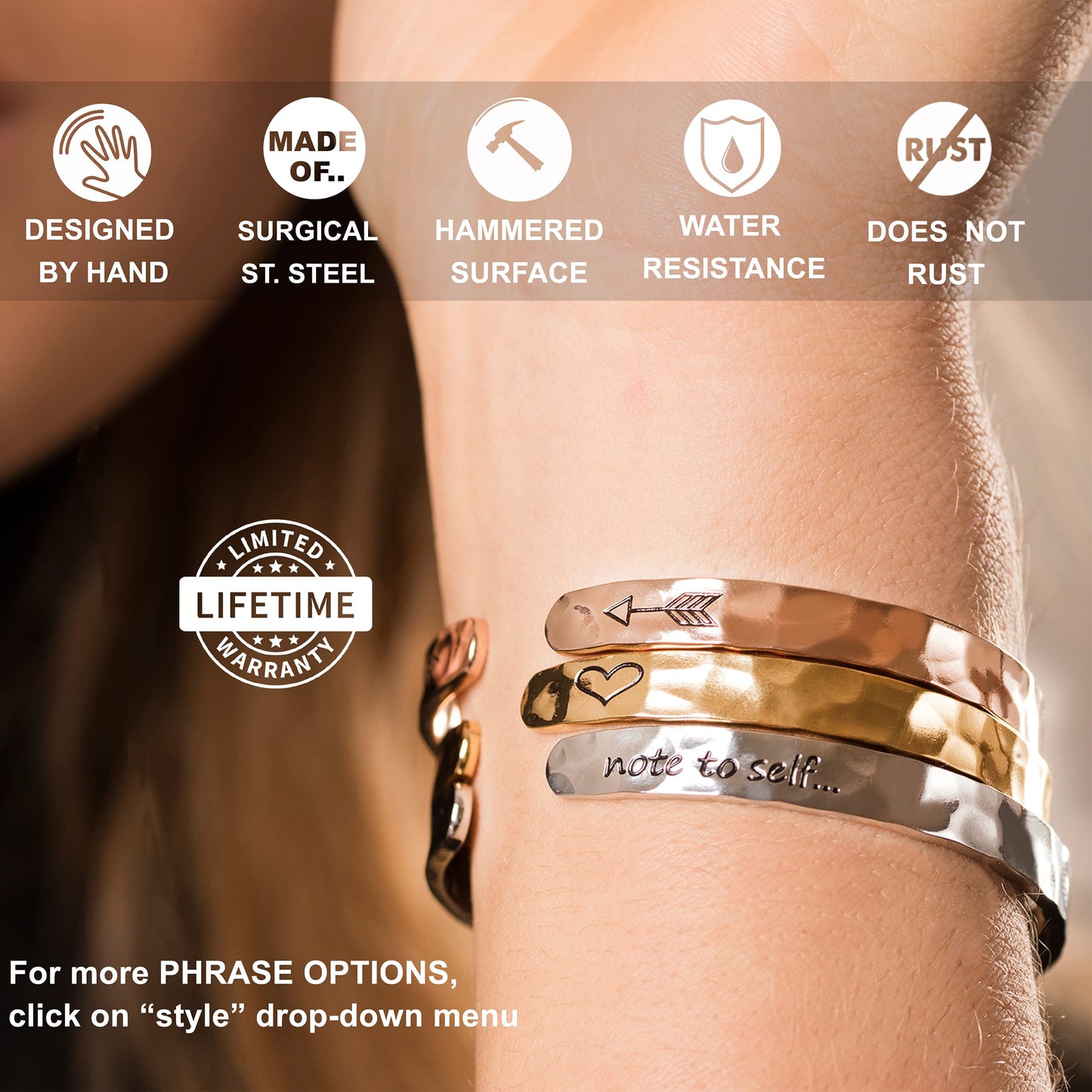 Carviell Inspirational Bracelet for Women – Personalized Cuff Jewelry, Encouragement Gifts for Teens, Mom, Sister, Daughter, Cousin – Motivational Bangle, Affirmation Jewelry, Uplifting Present