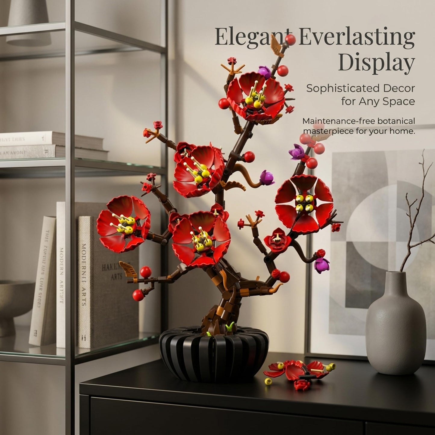 Lodikisbay Plum Blossom Flower Building Set, Botanical Collection Building Block Set, Compatible with Lego, Artificial Plant & Flowers Gifts for Adults Home and Office Desk Decor