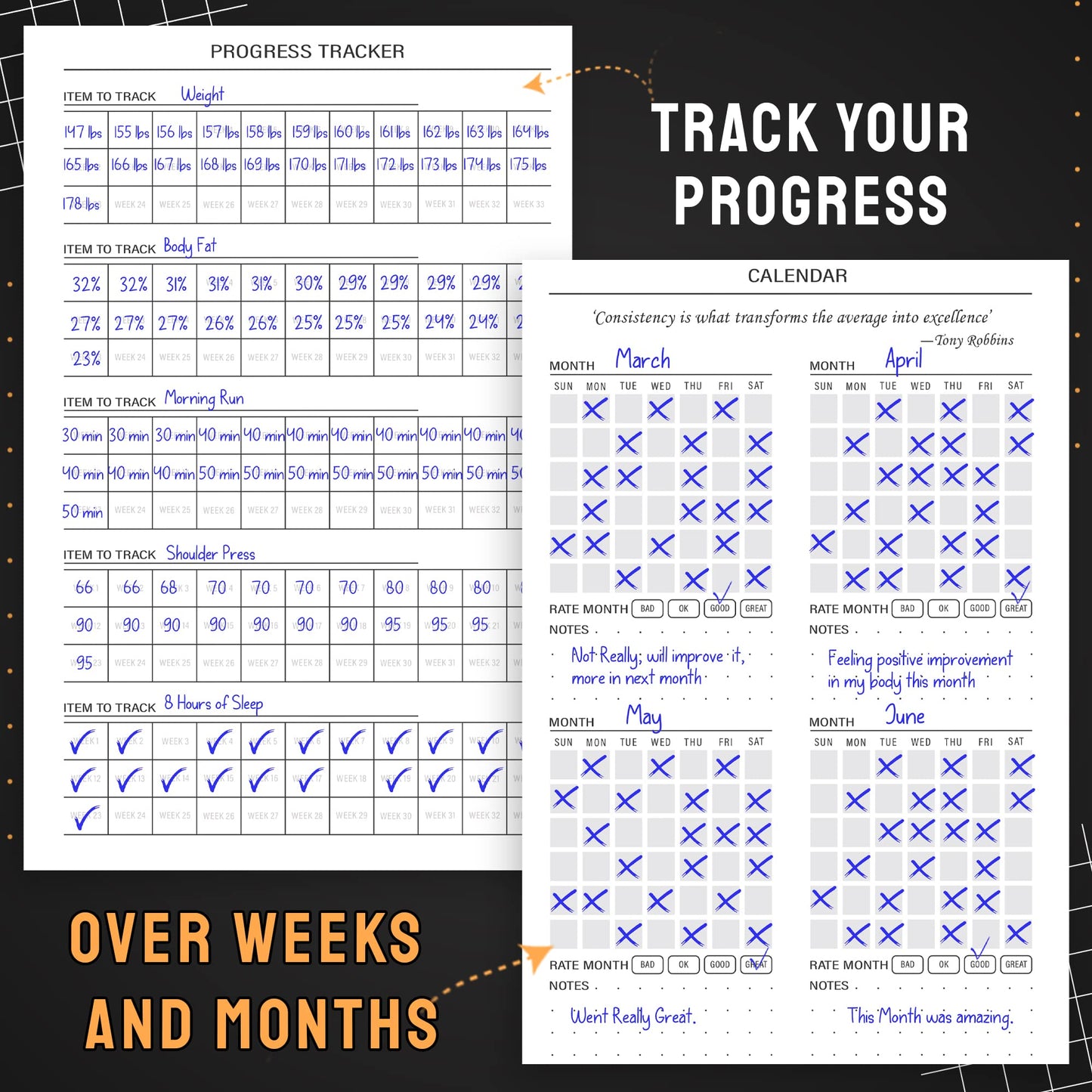 Nextnoid Hardcover Fitness Journal Workout Planner for Men & Women - A5 Sturdy Workout Log Book to Track Gym & Home Workouts - Green