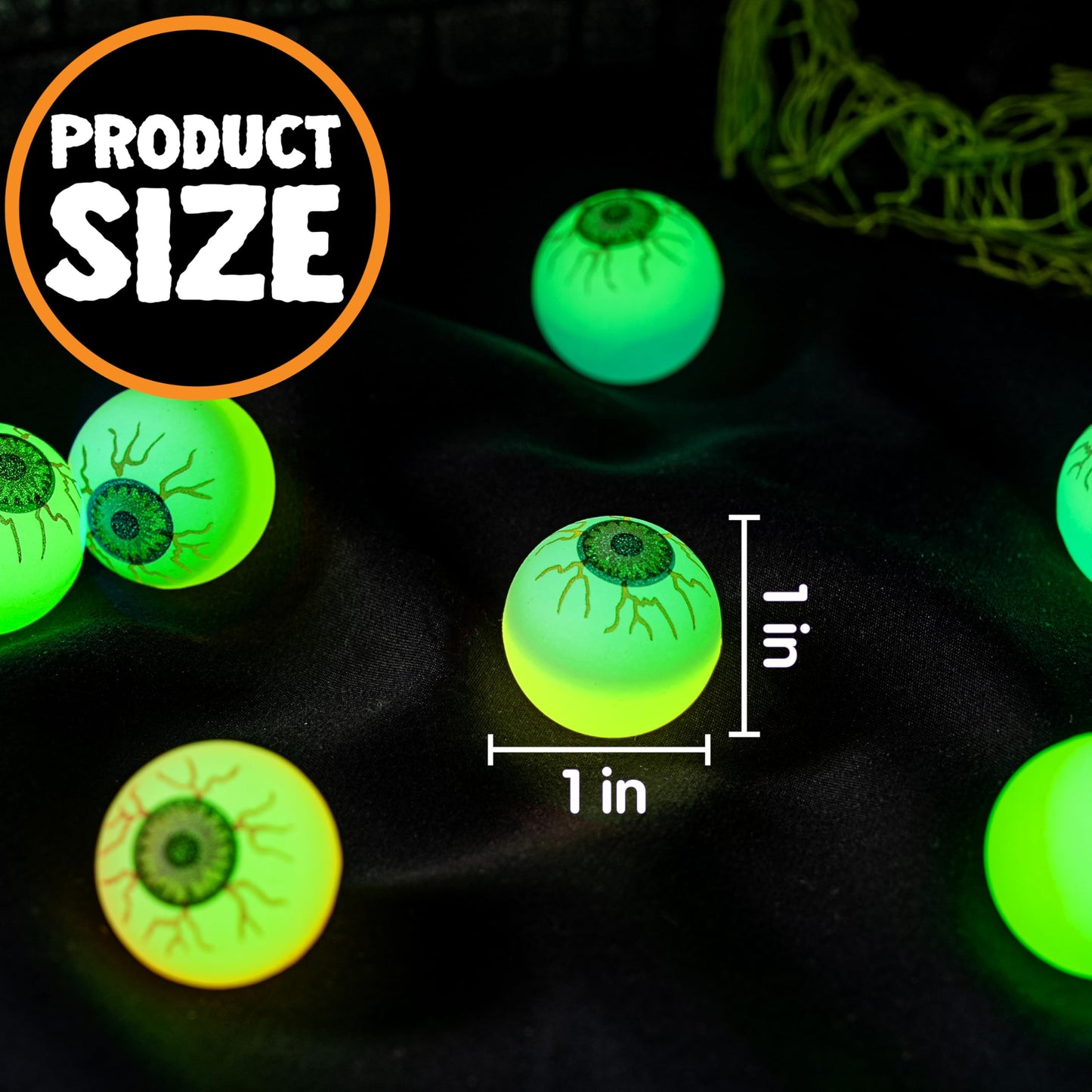 JOYIN 24 PCS Halloween Glow Eyeball Bouncy Balls, Glow in the Dark Bouncing Balls Eyeballs for Halloween Party Favors Game Prizes, Trick or Treating Party Decorations School Classroom Gifts