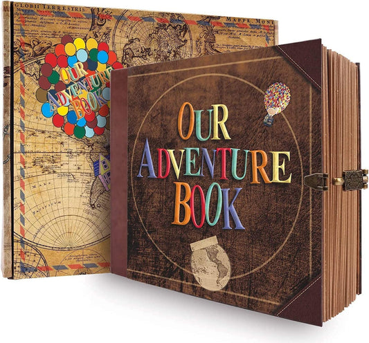 Our Adventure Book Travel Diary Photo Book, Scrapbook, Photo Album - Retro Vintage Souvenirs, DIY Guestbook for Anniversary, Wedding, Travel Writing, Baby & Friend Gifts, Heartfelt Present (Ball)