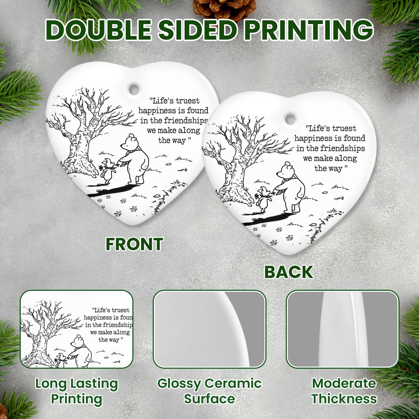 WRAPIX Christmas Friends Gifts for Women - Ceramic Christmas Ornaments 2025 for Tree Decorations - Birthday Gifts for Women Friendship Bestie BFF for Friend, Stocking Stuffers Gift