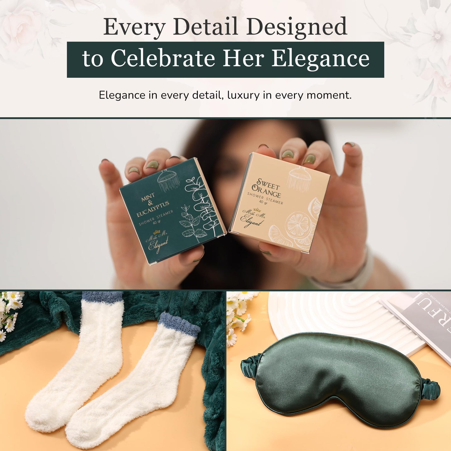 MAKE ME ELEGANT Spa Gift Baskets for Women, Luxury Self Care Package Happy Birthday, Mothers Day Gifts Box, Unique Designs Satisfying Gift Cards for Womens, Express Elegance and Aristocratic Charm
