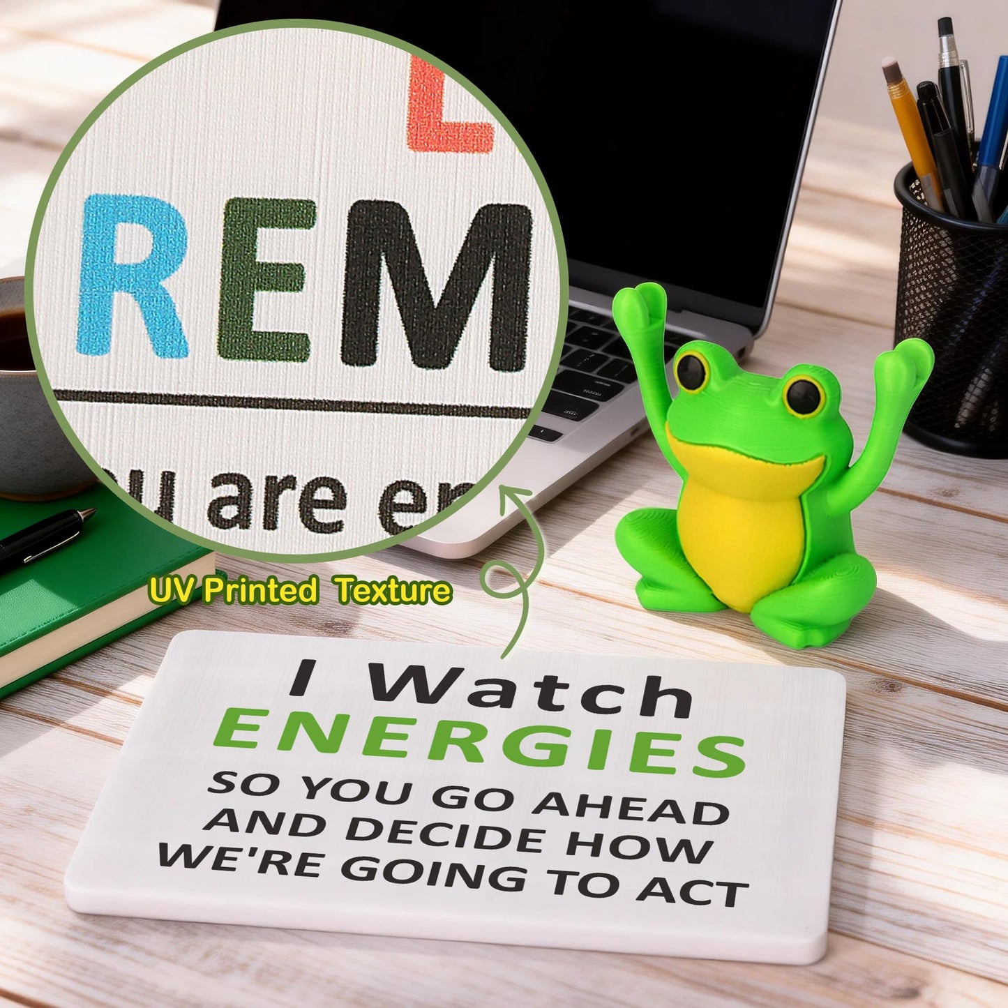 Positive Energy Inspirational Gifts for Women Best Friends, Funny Frog Desk Decor Sign, Emotional Support, Self Care, Stress Relief Gifts for Coworker Boss Workmates, Sassy Sarcastic Office Gift