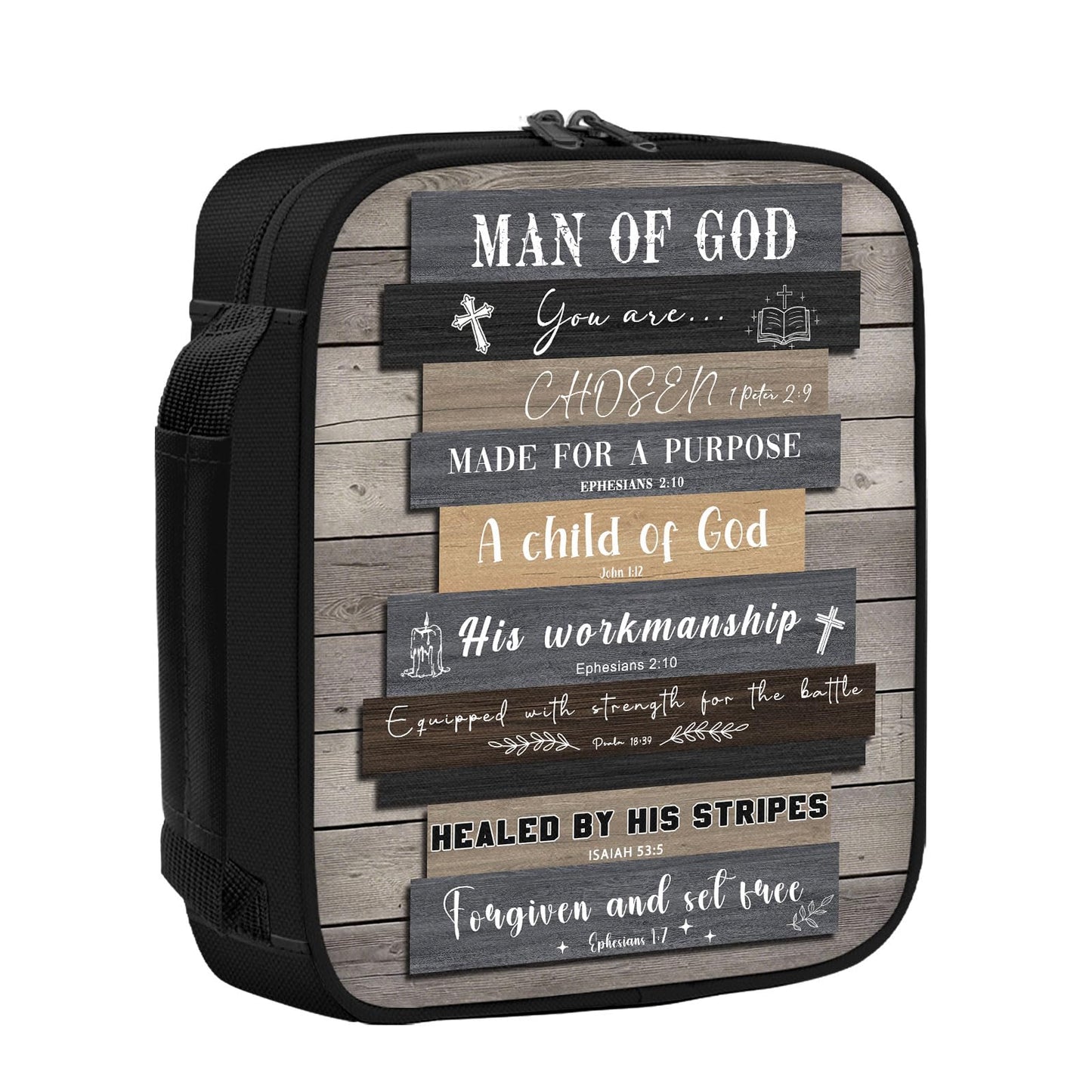 Bible Cover Case for Men - Christian Gifts for Men, Man of God Bible Verse Gift, Religious Birthday Gift, Spiritual Inspirational Catholic Gifts, Bibles Carrying Book Cases for Man of God