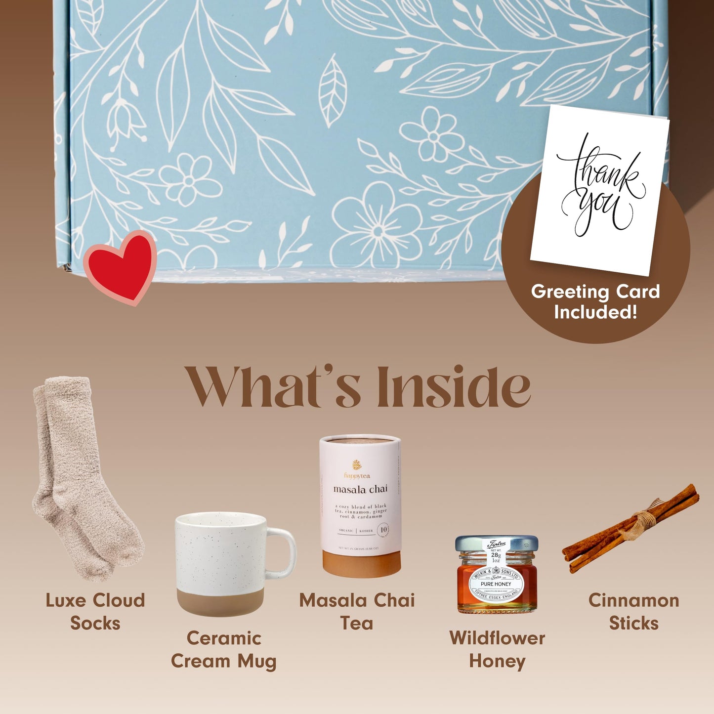 Unboxme Thank You & Appreciation Gift Basket for Women, Cozy Care Package with Tea, Mug, Socks & Honey, Ready to Gift for Friends, Clients & Coworkers