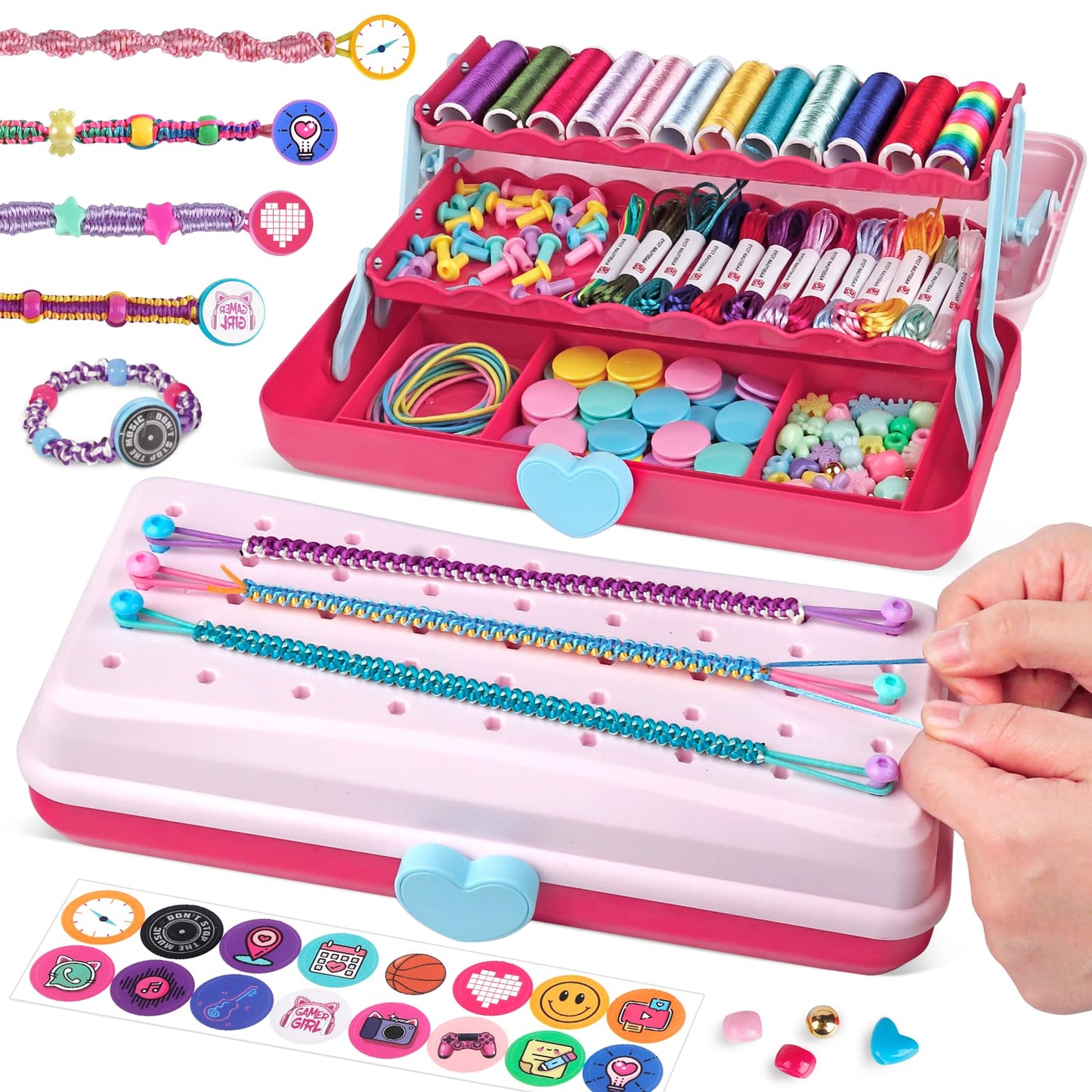 TingingYuli Friendship Bracelet Making Kit for Girls 8-12, DIY String Bracelet Maker with 3-Layer Storage Box, Arts and Crafts for Kids Ages 6-12, Easter Christmas Birthday Gift Set