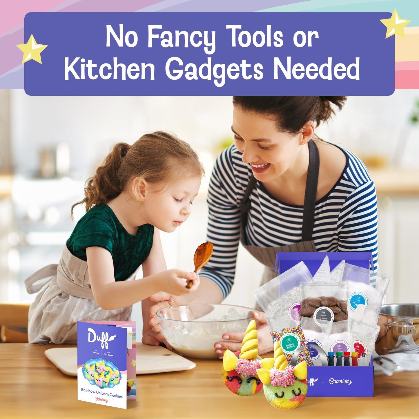 Baketivity x Duff Goldman Unicorn Cookies - Kids Baking Kit - Cooking Kits with Premeasured Ingredients, Decorating Supplies, STEM Activities - Kids Baking Sets for Girls, Boys Ages 6-12