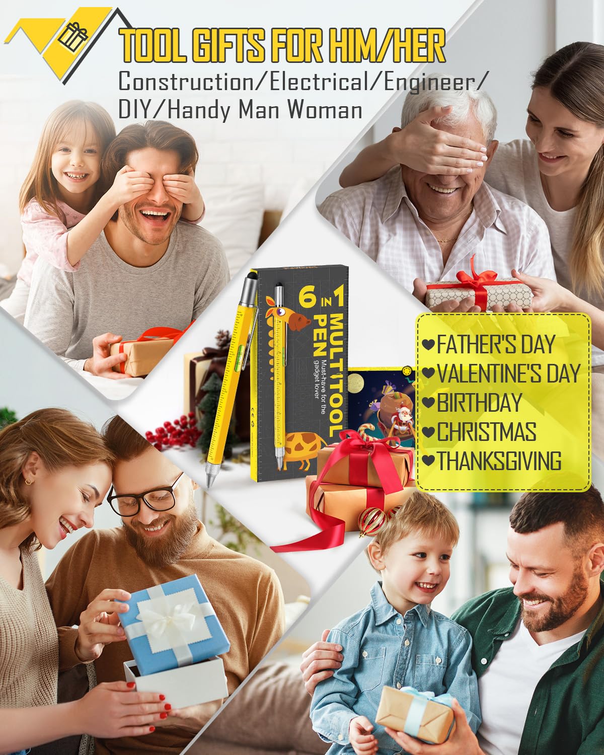Stocking Stuffers for Men Adults, Gifts for Men Multitool Pen, Mens Christmas Gifts for Dad Husband, White Elephant Gifts for Adults, Dad Gifts from Daughter Son, Cool Tools Gadgets Birthday Present