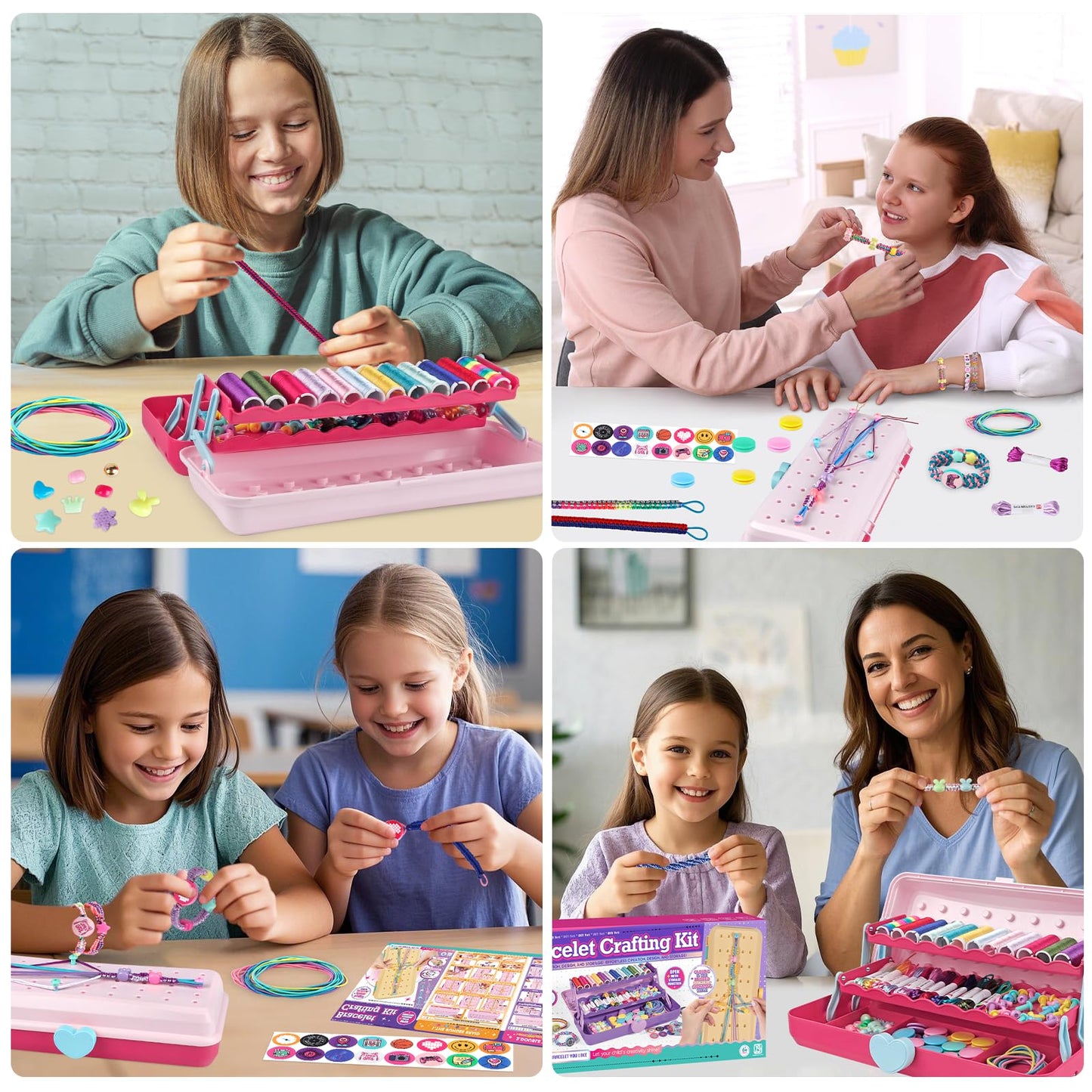 TingingYuli Friendship Bracelet Making Kit for Girls 8-12, DIY String Bracelet Maker with 3-Layer Storage Box, Arts and Crafts for Kids Ages 6-12, Easter Christmas Birthday Gift Set