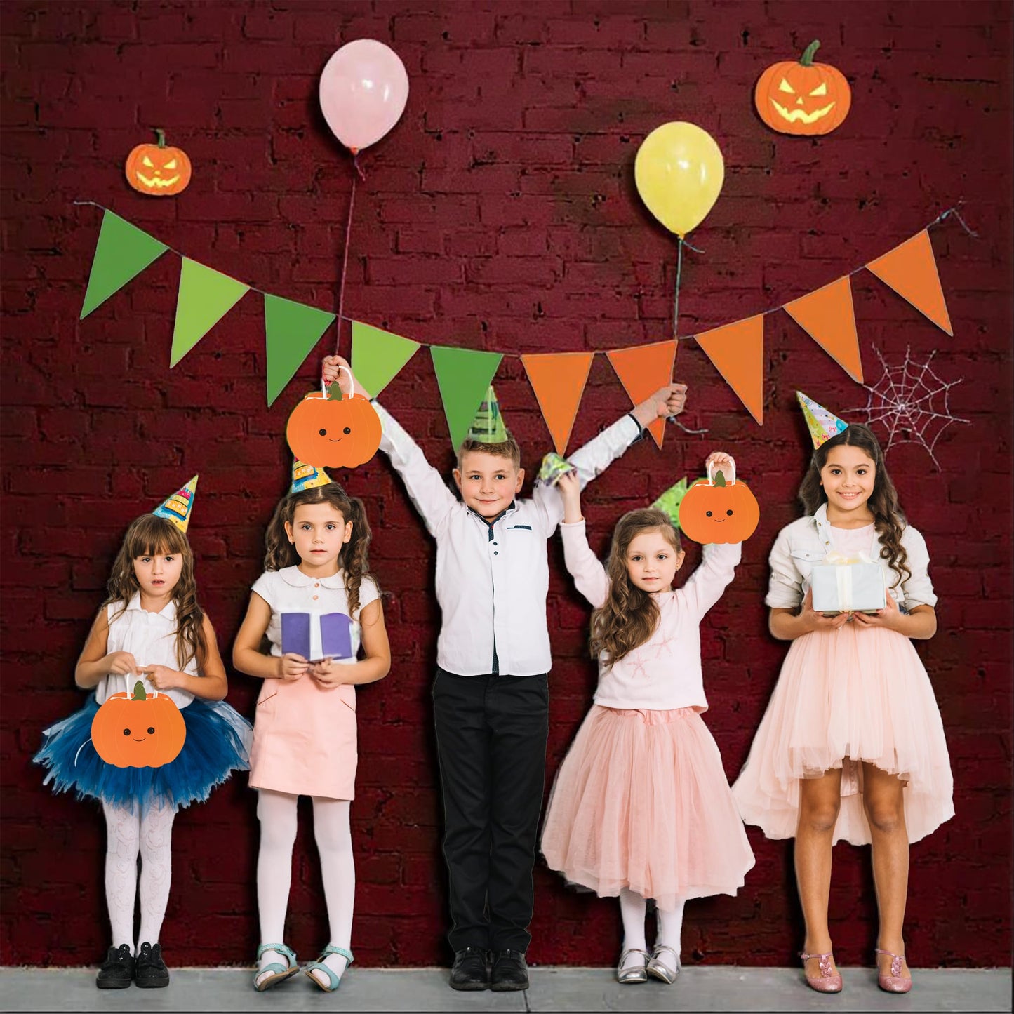 Cheerland Thanksgiving Party Decorations Pumpkin Shaped Paper Plates with Treat Bags for Autumn Fall Theme Birthday Baby Shower Summerween Harvest Party Supplies