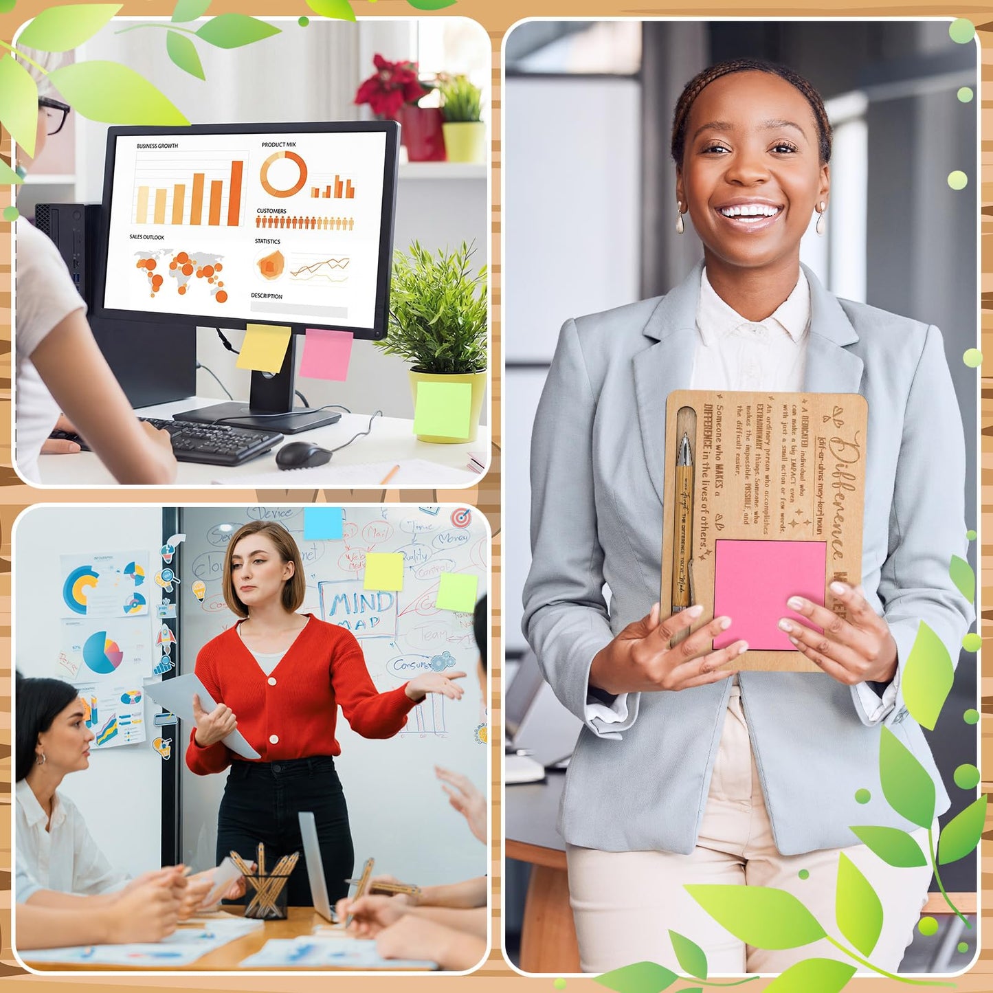 Kosiz 20 Set Difference Maker 2026 Graduation Appreciation Gifts Bulk for Employee Coworkers Wooden Sticky Note Holder Set Thank You Gifts for Graduation Teachers Nurse Friends