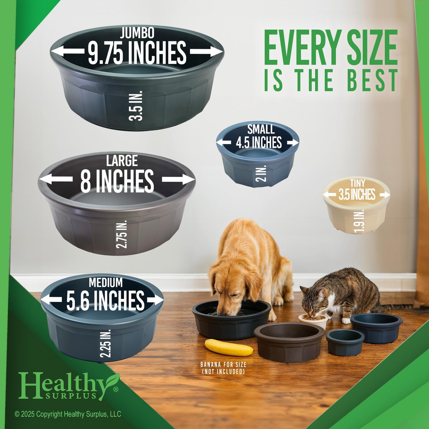 Pet Crock Bowl – Thick Durable Plastic Non-Tip Food & Water Dish for Dogs, Cats & Small Animals - 3.5 Inch Diameter - Indoor/Outdoor – Chew Resistant, Easy Clean (Blue, Tiny 4oz)