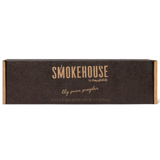 Smokehouse by Thoughtfully, Gourmet BBQ Sauce Sampler Variety Pack in Glass Bottles, Vegan and Vegetarian, Flavors Range from Full-Bodied Pitmaster Classics to Foodie-Inspired Creations, Pack of 14