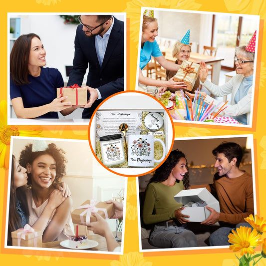 Yeyeplum New Beginnings Box Gifts for Women Daisy Farewell Leaving Away Gifts for Coworkers, New Job Retirement Goodbye, Good Luck Leaving Job, Breakup, Divorce for Friends
