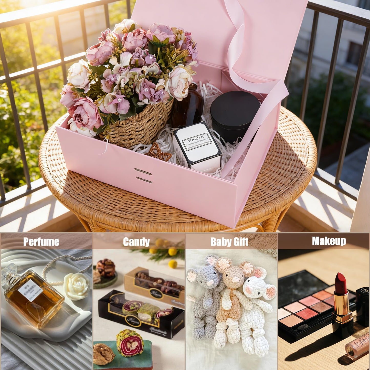 Aimyoo 5 Pack Large Pink Gift Box with Ribbon, 11.5x8.6x4.1 inch Groomsman Proposal Box for Presents with Magnetic Closure Lids, Rectangle Collapsible Luxury Box for Wedding, Christmas, Birthday